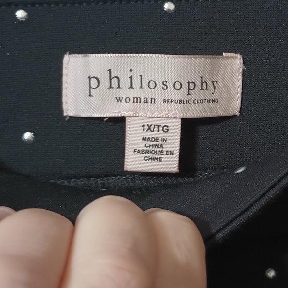 EUC~ Philosophy Woman Republic Clothing Black Pants with Silver Dots (1X) - Picture 4 of 4